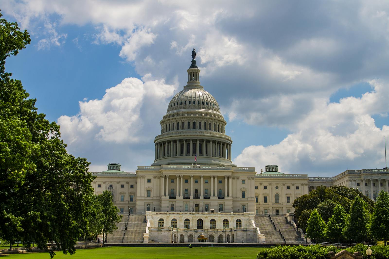 United States Capitol grounds in Washington DC under a clear sky